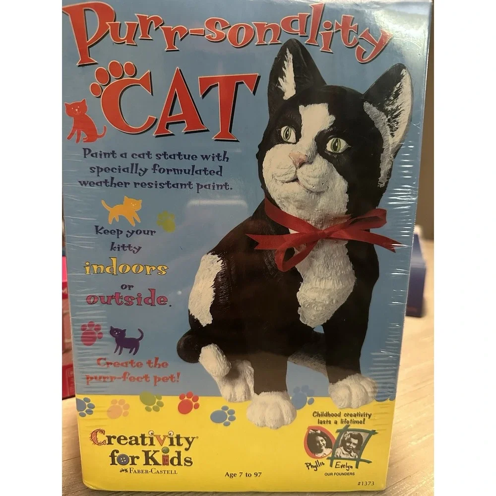 Vintage Cat Purr-sonality Textured Statue Painting Kit Faber-Castell USA 
